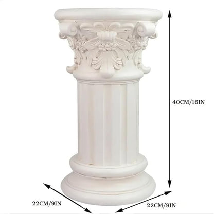 Decorative Roman Column Pedestal, English Rosette Indoor Outdoor Sculptural Garden Plinth Base Statue Riser, Weatherproof Sturdiness Plinth Base Statue Riser for Statues, Flower Pots, Decor, Cast Stone Resin (1425)