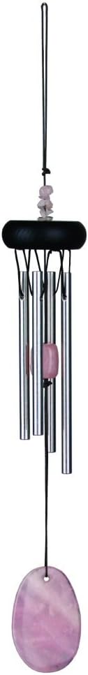 Woodstock Chimes Signature Collection, Precious Stones Chime, 12'' Rose Quartz Décor Designs - Small Chimes Wind Chimes for Outdoor, Patio, Home or Garden Décor (PSR)