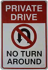 Eletina Metal No Turn Around Warning Sign, 8x12 Inch, Minimalist Style, Perfect for Office, Bedroom, Lawn, Garage, Parking, Entrance, Warning
