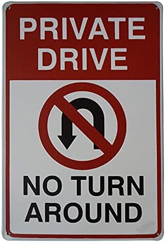 Eletina Metal No Turn Around Warning Sign, 8x12 Inch, Minimalist Style, Perfect for Office, Bedroom, Lawn, Garage, Parking, Entrance, Warning
