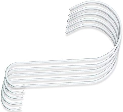DINGEE Powder Coated 12 Inch Metal S Hook for Bird Feeder，White 6 Pack Tree Branch S Hook Large Heavy Duty S Hooks for Hanging Plants Outdoors Garden,Lanterns, Ornaments