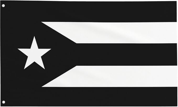 Black Puerto Rico Flag 3x5 Foot Puerto Rican National Flags with 2 Grommets for Indoor Outdoor Yard House Garden Décor