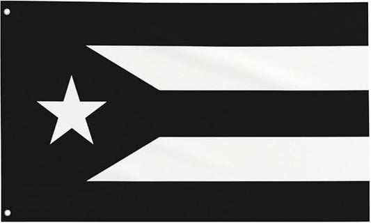 Black Puerto Rico Flag 3x5 Foot Puerto Rican National Flags with 2 Grommets for Indoor Outdoor Yard House Garden Décor