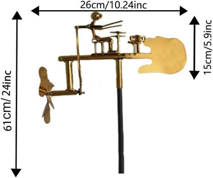 Garden Rock Band Windmill,Metal Drummer Player Windmill–Wind Powered Yard Art Sculpture, Garden Decor for Lawn, Patio, or Courtyard–Outdoor Percussionist Figurine Gift(Drummer)