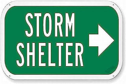 New Warning Plaque Wall Decor Storm Shelter Sign with Right Arrow Tin Metal Signs Courtyard Decoration Office Sign Outdoor & Indoor Safety Sign 8 X 12 Inch