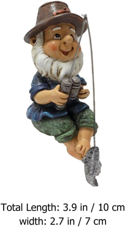 Yardwe 1pc Fishing Dwarf Resin Statue Decor Ornament for Landscape Outdoor Sculpture for Lawn Decoration Unique for Home and Garden