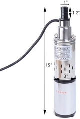 Deep Well Submersible Pump DC 48V 280W Electric Solar Powered Water Pump, 4.2 GPM Flow, 197ft Lift, Farm Ranch Irrigation Submersible Bore Hole Deep Well Pump