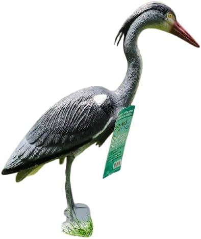 Medium Water Garden Koi Fish Pond Heron Defense Kit, Includes Heron Decoy and Pond Cover Netting, Protects Koi Fish from Blue Heron Birds, Cats & Predators – Reusable & Stakes Included