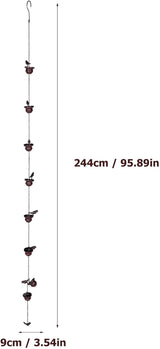 BESTonZON Metal Rain Chain for Garden and Porch, Decorative Outdoor Rainwater Diverter with Cups, 2.4m Vintage Copper Finish, Reusable Gutter Drainage Solution for Yard and Roof