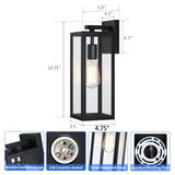 Outdoor Wall Lantern - Matte Black, Clear Glass, 2 Pack