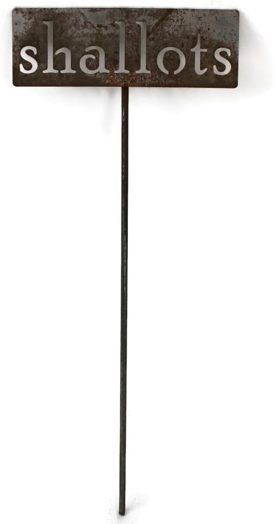 Classic Metal Garden Markers 19 Inches Tall (shallots, Naturally Rusted)