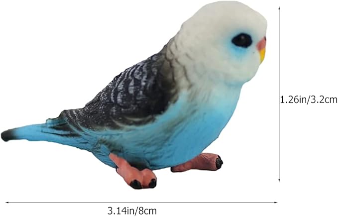 LOGOFUN 2pcs Simulation Birds Figrines Plastic Parakeets Statue Model Wildlife Garden Decoration (Green + Blue) - 3.14X1.26X0.90in