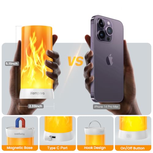 Hompavo LED Flame Lights - 4-Mode Flickering Candles w/ Remote & Timer