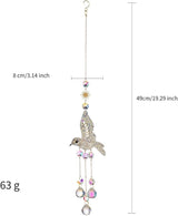 Hummingbird Suncatcher for Window Hanging - Rhinestones Bird with Crystal Prisms Rainbow Maker Pendant for Patio Hallway Indoor Home Decor.