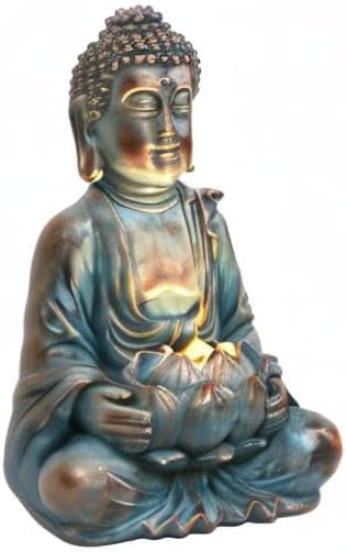 TERESA'S COLLECTIONS Meditating Buddha Statue for Garden Decor with Outdoor Solar Lights, Large Resin Outdoor Decor Garden Statue Sculpture for Home Lawn Yard Decor Gifts for Mom, 10.4''