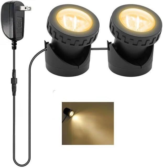 Warm White Pond Lights, 2500K Underwater Pond Light IP68 Waterproof Submersible Fountain Lights for Pond Fountain Waterfall - 2 Lights