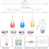 LED Patio String Lights 48FT Multicolor with Remote