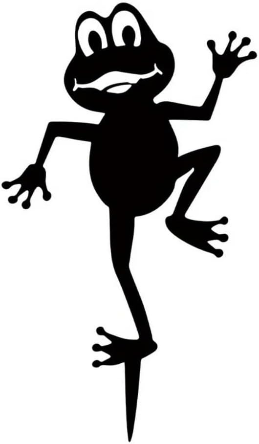 Metal Dancing Frog Silhouettes Garden Decor Frog Fence Topper Garden Statues Stakes Art Metal Yard Garden Decoration, Black