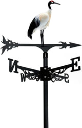Colorful Red-Crowned Crane Weather Vane Metal Peacock Rooftop Weathervane Iron Wind Direction Indicator Garden Statue Yard Decor Lawn Ornament (Crane A)
