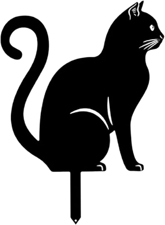 awakentti Yard Ornaments, Garden Outdoor Statues Animal Stakes, Metal Black Cat Stake Garden Garden Statue, Garden Stakes Decorative for Yard Decor and Lawn Ornaments (A)