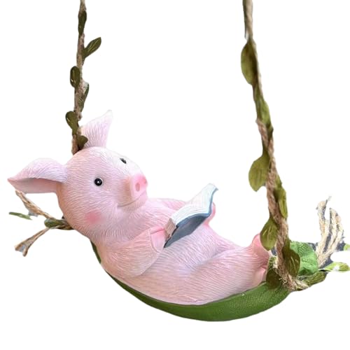 Pig Swing Statue - Resin Garden Decor