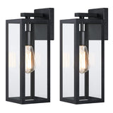 Outdoor Wall Lantern - Matte Black, Clear Glass, 2 Pack