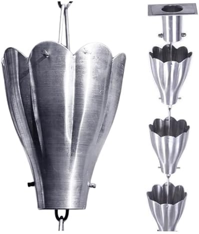 Nutshell Stores XL Scallop Cups Rain Chain - Aluminum - 20 Feet