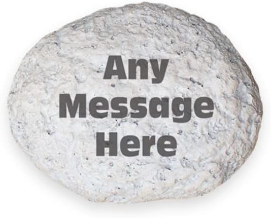 GiftsForYouNow Any Message Personalized Garden Stone with 3 Lines of Text, Resin, Small 4.75"x4"