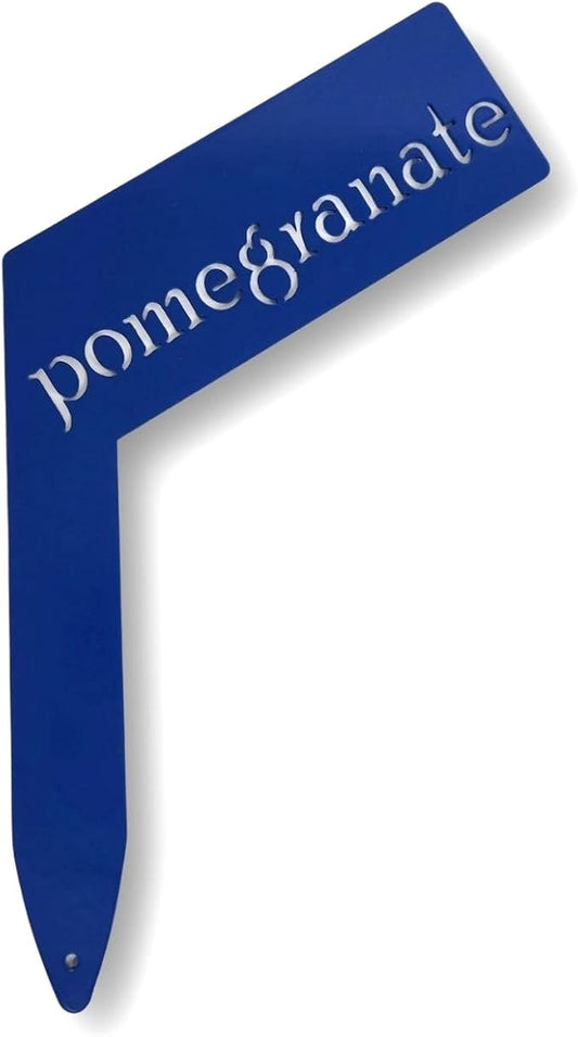 Planter Size Small Metal Garden Plant Vegetable Flower or Herb Markers 13.5 Inches Tall (pomegranate, Blue)