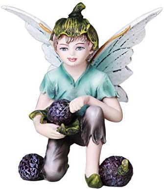 Pacific Giftware Fairy Garden Flower Boy Fairy with Blue Berries Decorative Mini Garden of Enchantment Figurine 3 Inch