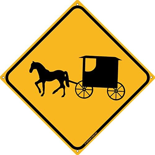 Metal Tin Sign Horse And Buggy Road Amish Country Livingn Stable Coach Sign For Home Office Bar Indoor Outdoor Wall Decor Yard Sign Square Sign 12" x 12"(2 Pack)