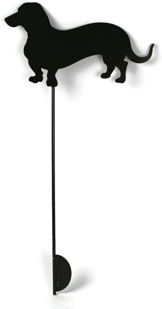 Pets and Farm Animals Metal Garden Landscape Stake (11.5" Wide Wiener Dog on Stake, Bronze Charcoal)