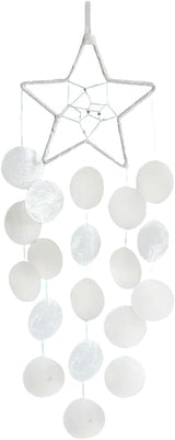 Hanging Wind Chimes for Outside Decoration, Balcony Garden Decor of Star Shaped Capiz Shell Wind Chime, Coastal Style Decor for Indoor Outdoor, Great Gift for Women (White)