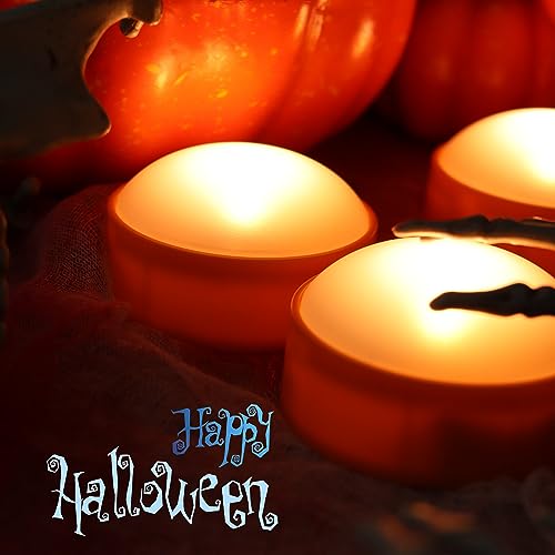 LED Pumpkin Lights - Orange, 3 Pack with Remote & Timer
