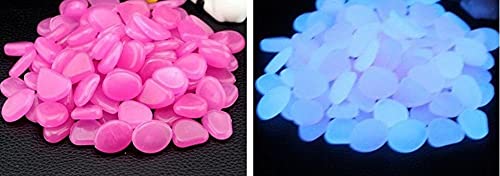 Glow Stone Glowing in the Dark Pebbles Outdoor Decor Walkway Gravel Rocks Decoration (Pink in Daytime, Purple in the Dark)
