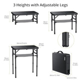 Anbte Folding Camping Table, 24"X 16" Adjustable Height Small Folding Table
