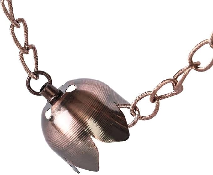 Topadorn Flower Shaped Metal Rain Chains, 8 Cups Rain Catcher Chain for Gutters, Adjustable Length Downspout Replacement, Outdoor Garden Rain Drainage Decor