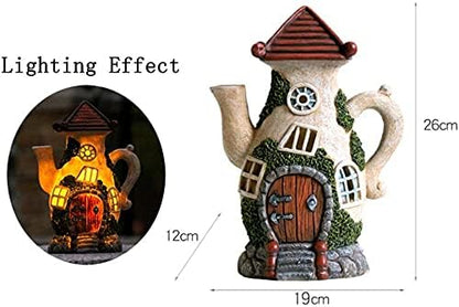 Garden Statue Animal Sculpture Outdoor Decor Gift Teapot Cottage Statues,Garden Sculptures Outdoor Resin Decor House Crafts Ornaments Patio Yard Lawn Figure Statue (7x5x10inch)