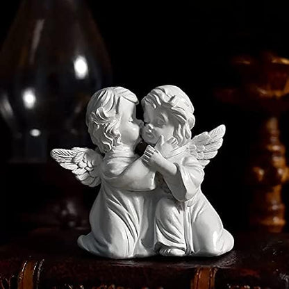 Asng Cherubs Angels Resin Garden Statue Figurine, Adorable Angel Sculpture Memorial Statue, Indoor Outdoor Home Garden Decoration (Kiss Cherub-Right)