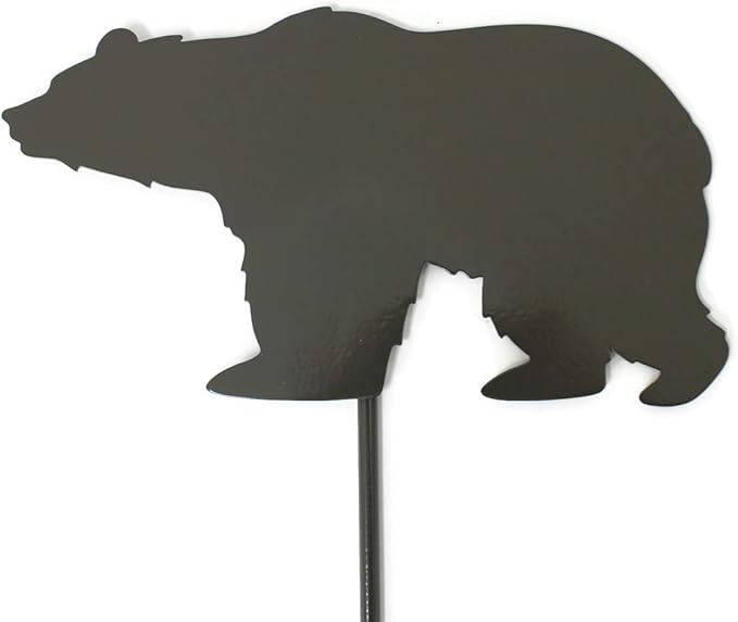 Animal Wildlife Style Steel Rustic or Powder Coated Metal Yard Stake (Bear 20" Tall, Bronze Charcoal)
