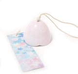 Ceramic Cherry Blossom Small Japanese Wind Chimes Outdoor, Handmade Pendants Wind Bells/Ceramic Wind Chimes for Outside with Soothing Melodic Tones for Garden Patio Balcony Home Décor (Pink)