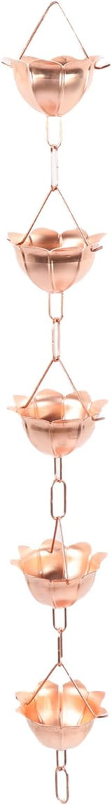 SUNGOOYUE 1M Decorative Hanging Rain Chain Copper Flower Rain Catcher Chain for Patio Garden Temple - Efficient Water Management Expandable - Metal (Petal Shaped)