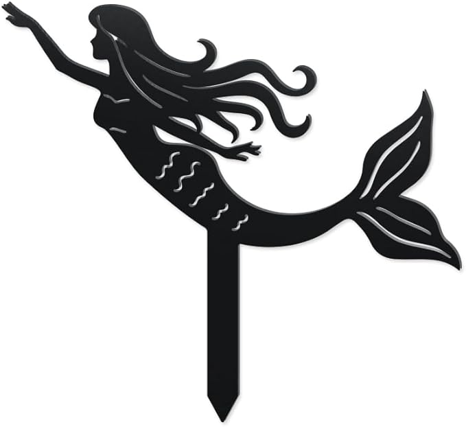 WADORN Mermaid Metal Decorative Garden Stakes, Funny Mermaid Metal Outdoor Statues Funny Yard Ornament Gifts Planter Flower Pot Outdoor Yard Decor for Garden Backyard Pathway Patio Lawn Walkways