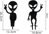 Metal Cute Alien Garden Metal Stakes,Hollow Garden Animal Ant Garden Stake Accessories and Lawn Ornaments Gardening Stakes for Decoration (Alien B)