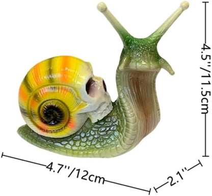 Garden Decor Statues Halloween Skull Snail Sculpture Gothic Home Decor Creative Resin Crafts Snail Ornaments,for Outdoor Landscape Decorations Home Creative Gifts,Green