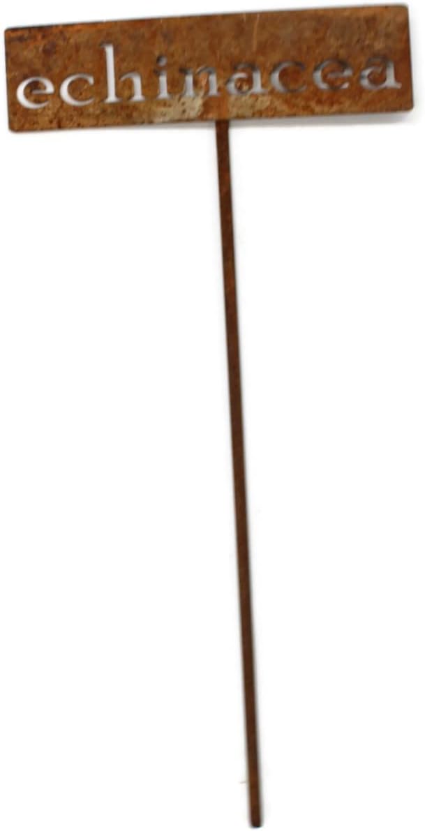 Classic Metal Garden Markers 19 Inches Tall (echinacea, Naturally Rusted)