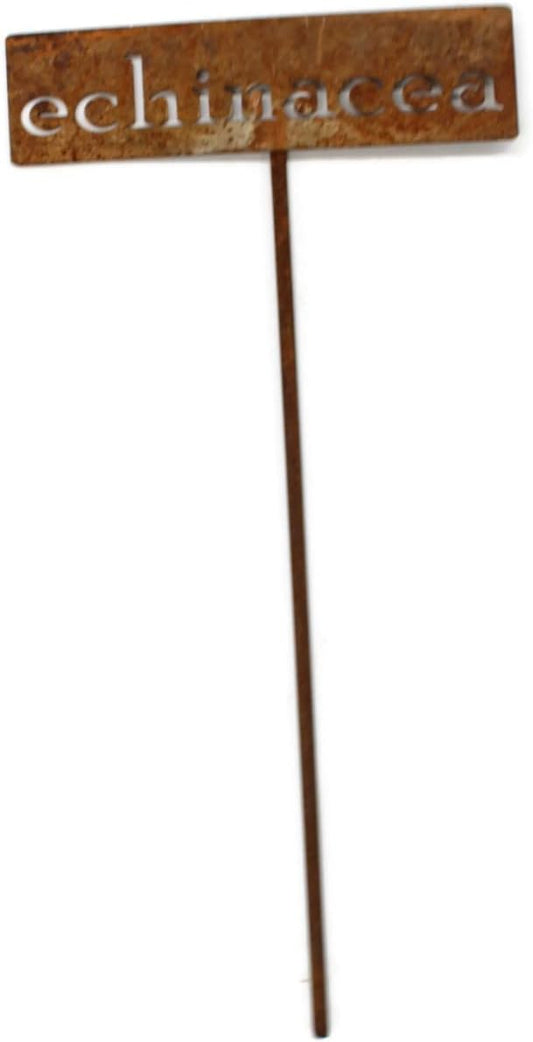 Classic Metal Garden Markers 19 Inches Tall (echinacea, Naturally Rusted)