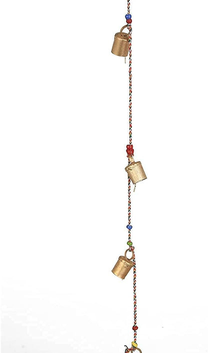 Set of 2 Rustic Vintage bell for Home Wall Christmas New Year decor decoration Garden - 5 handmade bells in a string with beads. Wind Chime Bell Chime Cow Cat Cattle bells Gifting