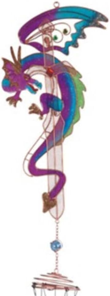 StealStreet Purple & Blue Dragon Gem Copper Tube Wind Chime, 42"