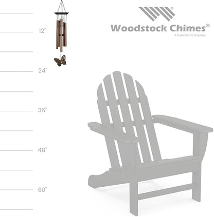 Woodstock Wind Chimes My Butterfly Chime, Bronze Aluminum Tubes, Small 21-Inch, Light Airy Sound Wind Chime for Outdoor Decor for Garden